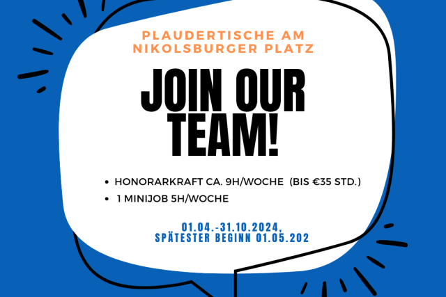 Plaudertische am Nikolsburger Platz - STELLENANZEIGE